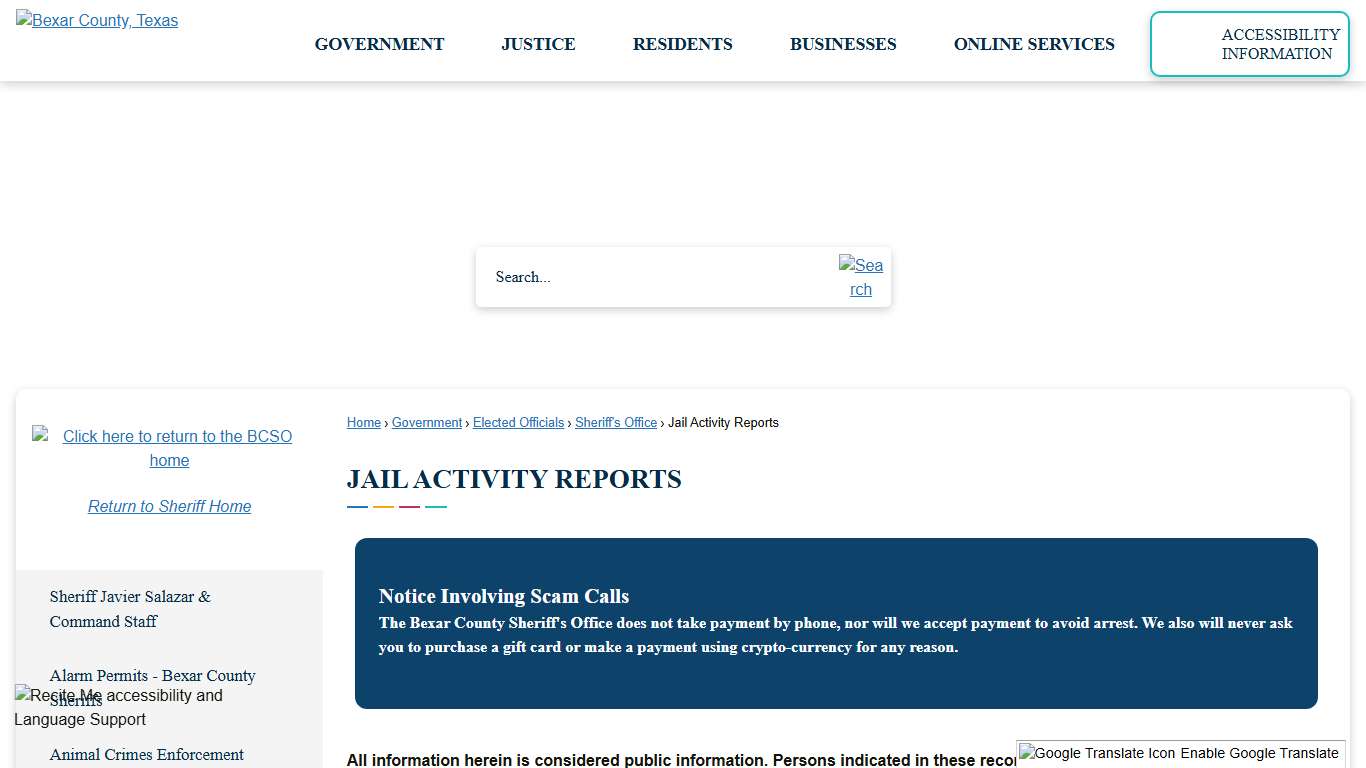 Jail Activity Reports Bexar County, TX - Official Website